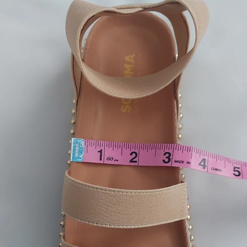 Sonoma Goods For Life Andre Tan Big Girls Stretch Platform Sandals‎ Size 4
